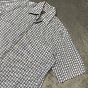 Lacoste‎ Shirt Mens 38 Medium Blue Gingham Check SS Button Down Classic Textured